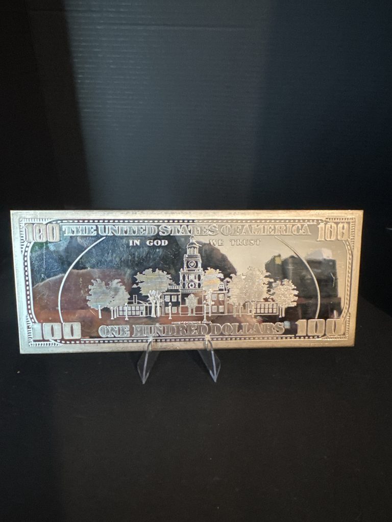 4oz silver 100 dollar bill bar